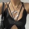 Överdrivet Stort Ihåligt Kärlekshjärta Hänge Choker Halsband för Kvinnor Goth Rosett Justerbar Kedja Y2K Smycken Bröllopstillbehör