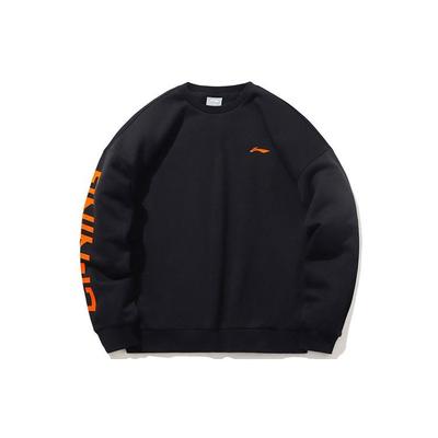 Li Ning Fleece Lined Casual Crew Neck Sweatshirt Men Sweatshirt Black AWDP932-32