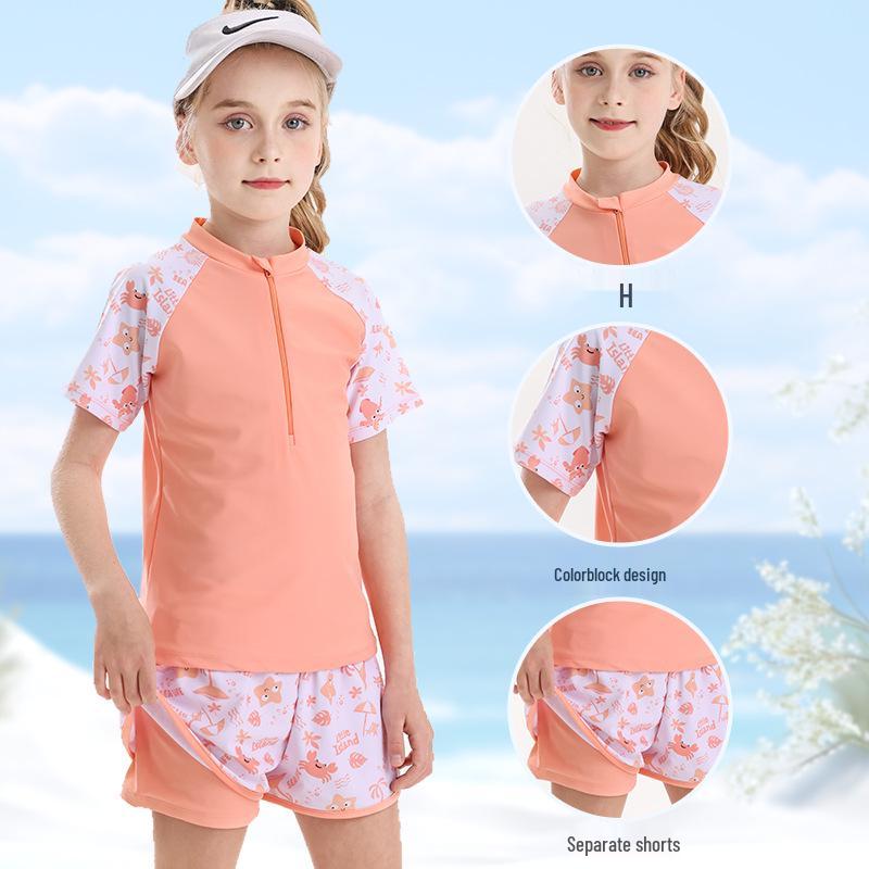 Nome prodotto rivisto: "Costume da Bagno Due Pezzi Zhuoyue 2026 a Manica Corta per Bambine, Età 3-6 Anni – Con Pantaloncini per Bambini"