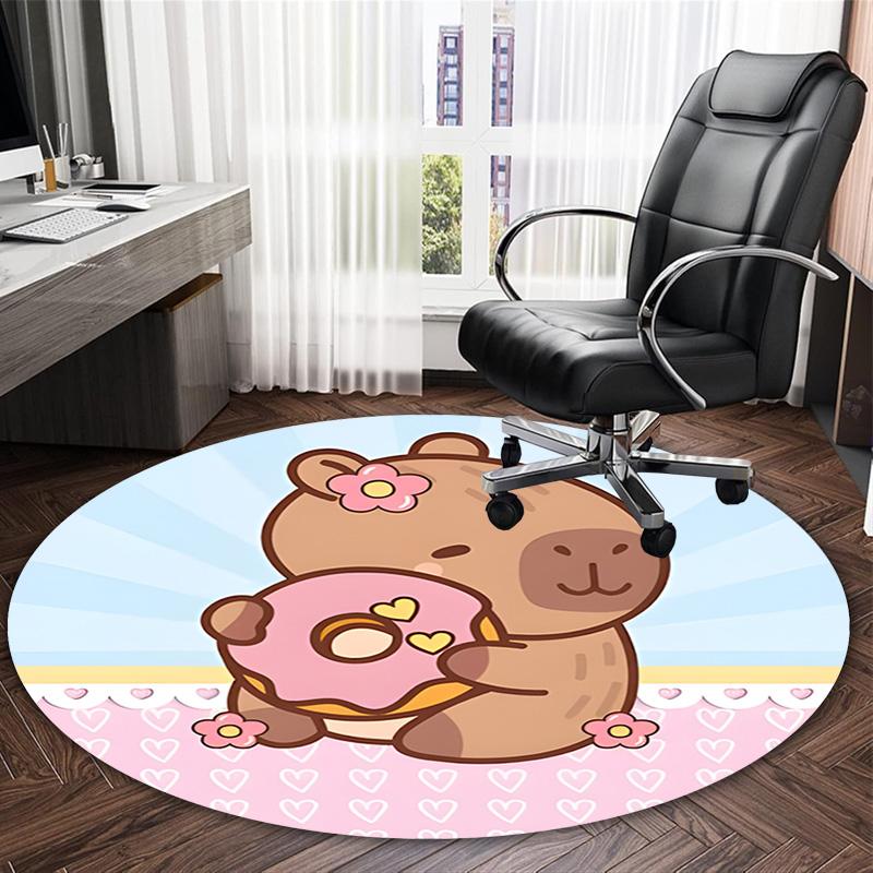 1pc Capybara Carpet, Round Rug, Comfortable, Suitable for Entryways, Living Rooms, Office, And Bedrooms, Christmas Decoration
