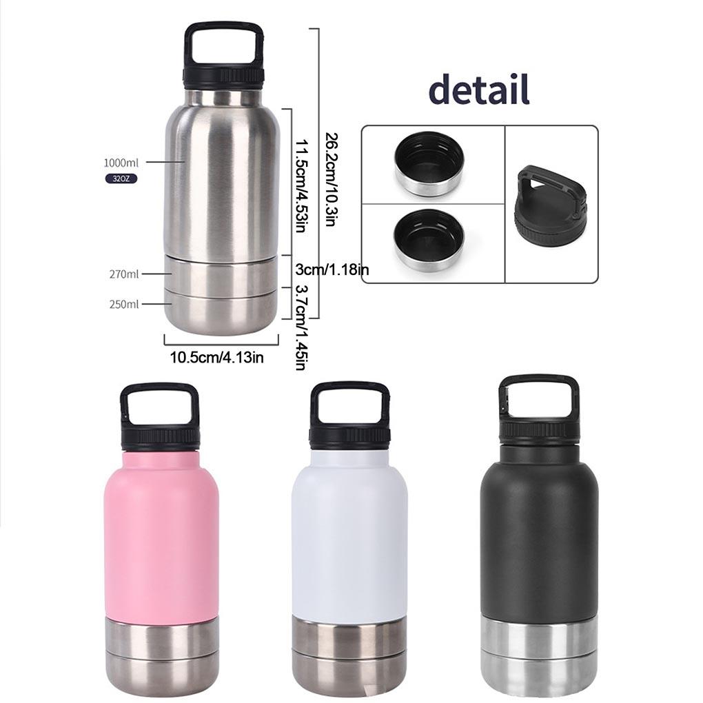 Insulated Dog Travel Water Bottle With Detachable Bowls Pup Hydrated Anywhere Travel Dog Water Bowl