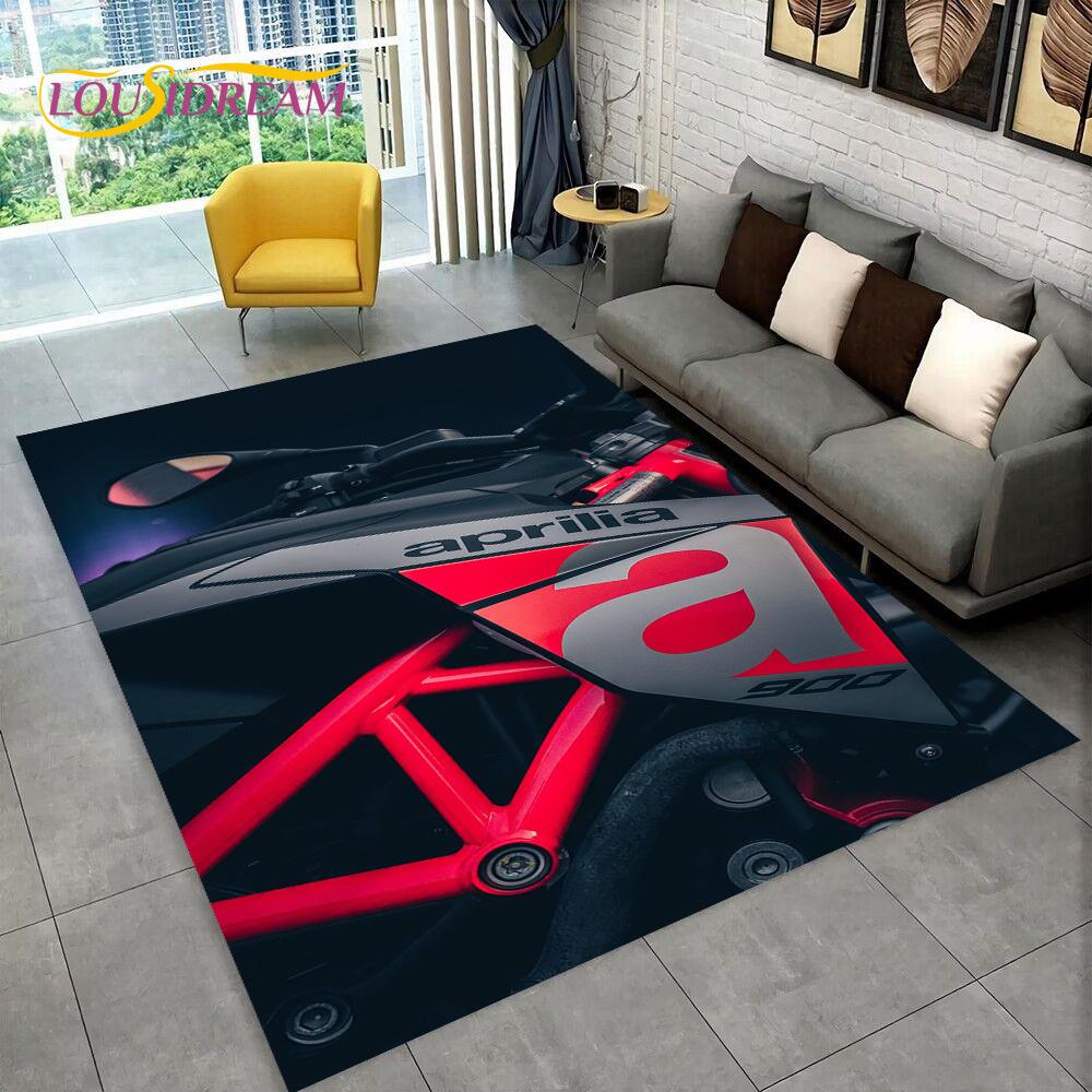 Tappeto con logo HD Aprilia Racing per moto per casa, soggiorno, camera da letto, divano, zerbino decorativo, tappeto per bambini antiscivolo per pavimento 3D