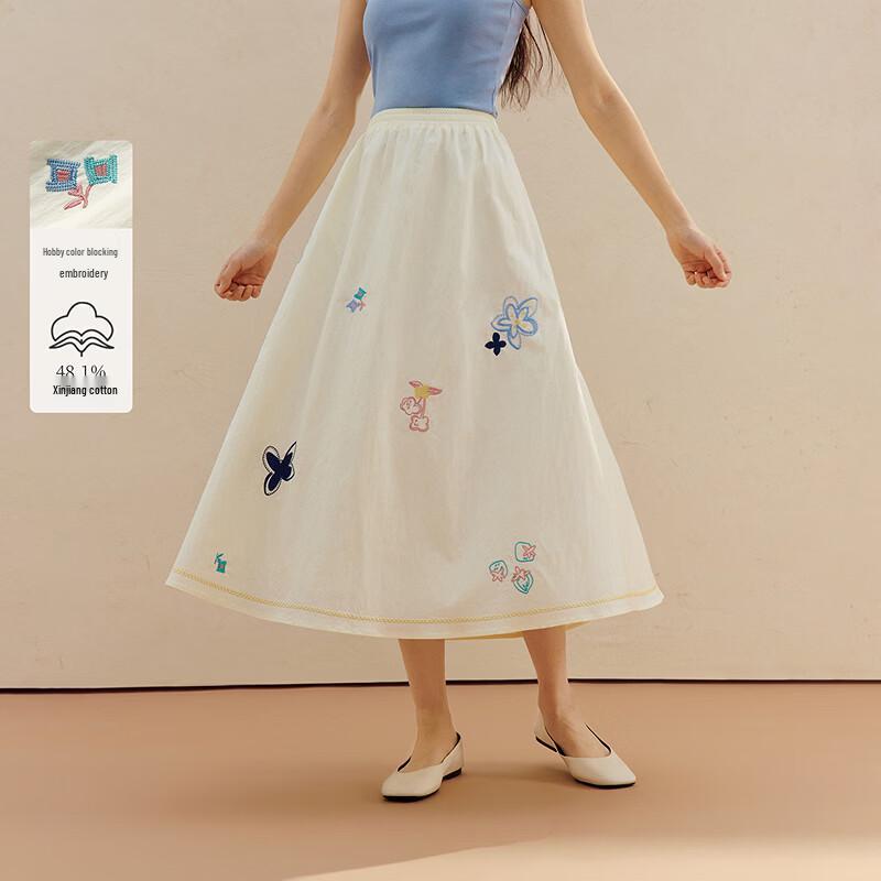 INMAN Embroidered A-Line Midi Skirt XL