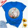 Vintage Watercolor Easter Bunny Tshirt White Rabbit With Pink Egg Wildflower Graphic Rustic Aesthetic Festive Casual Tshirt