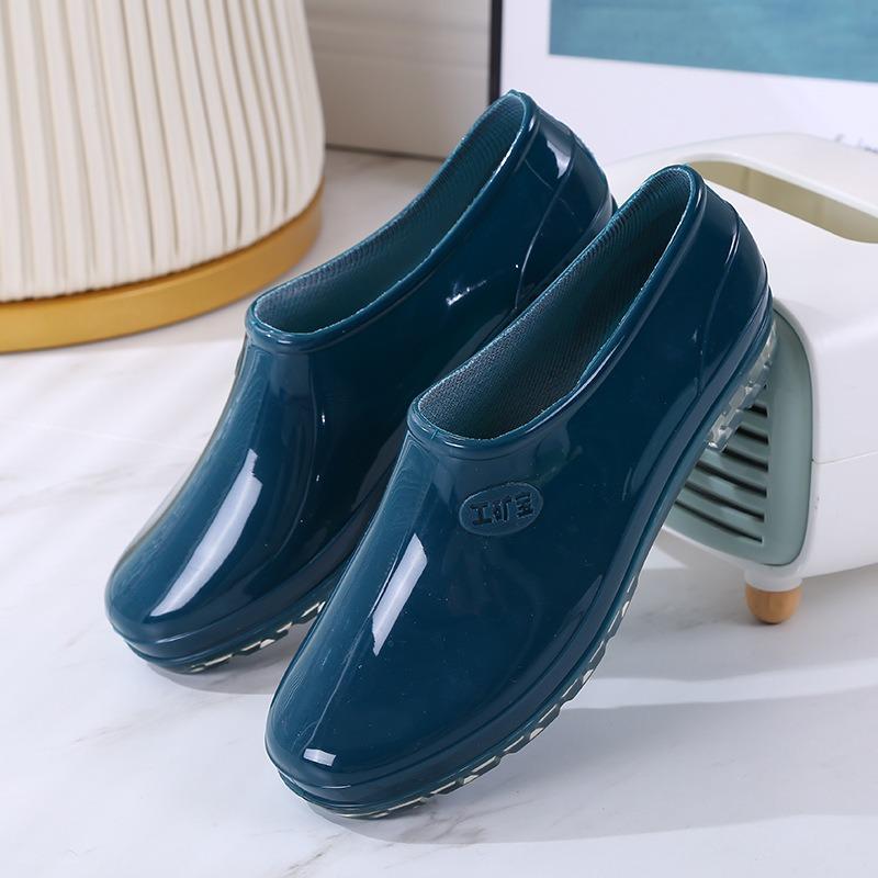 Low-top Rain Boots Women's Fashion Adult Outer Rain Shoes Water Boots Non-slip Waterproof Shoes Light-mouth Rubber Shoes Kitchen Summer