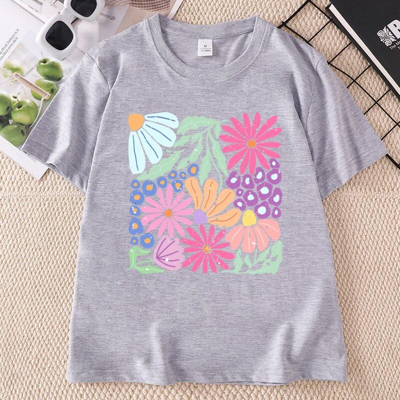 Trendy Boho Floral TShirt Unisex Flower Graphic Tshirt Cute Spring Garden Botanical Top Summer Unisexs Round Neck Printed