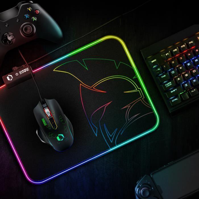 Tapis de souris gamer - empire gaming - dark rainbow - rgb led - 12 modes - surface ultra lisse