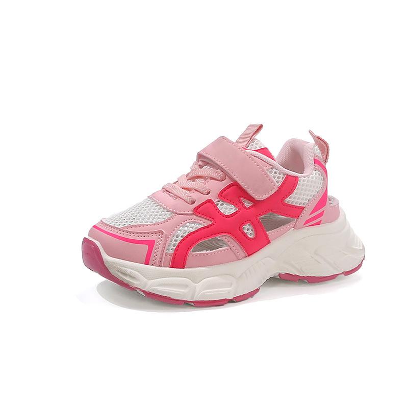 

Мальчики и девочки каркасные туфли 2025 лето новые детские полые дышащие папа спортивные туфли сетка универсальные мальчики мода 26