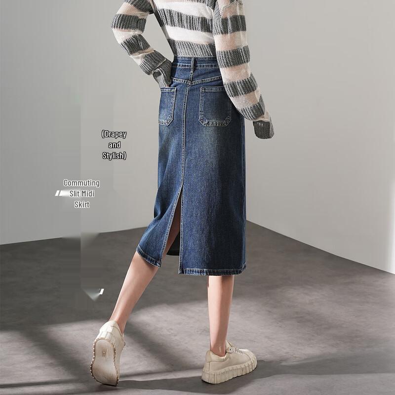 TERRE BLEUE A-Line Midi Skirt M