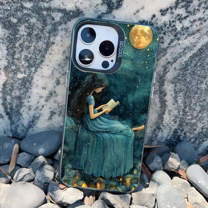 Forest Night Starry Sky Tree Moon Phone Case For Iphone 13 Mini 12 11 Pro Max 16 15 14 Pro Max Plus Shockproof Laser Back Covers
