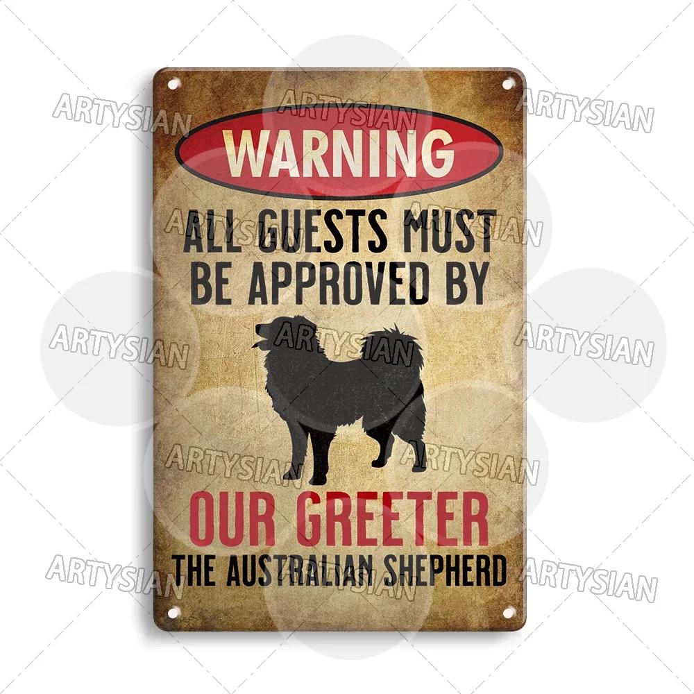 Beware Of Dog Warning Metal Sign German Shorthaired Pointer Aussie Dachshund Labrador Doxie Bulldog Dobermann Pyrenees Shiba Pug