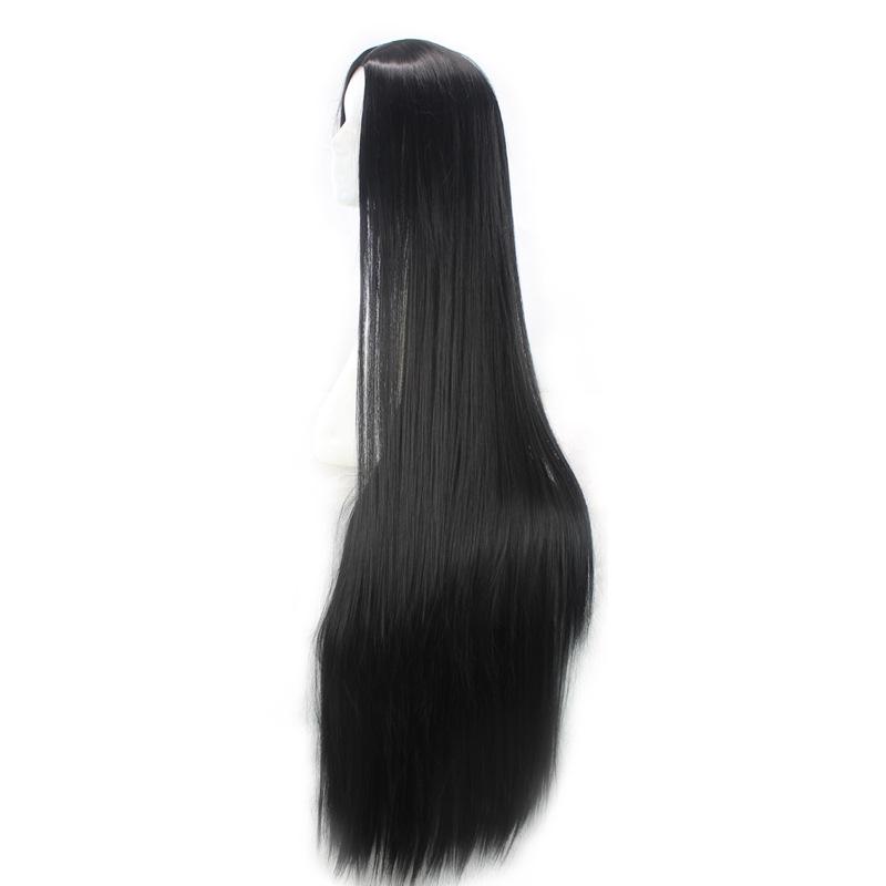 Women Lady Long Straight Hair Full Wigs Cosplay Party Anime Black Wig 100cm