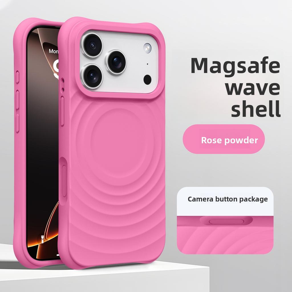 Capa Líquida de Silicone Magnética, Ondulada, para iPhone 17, Cobertura Total com Toque de Pele, Capa Protetora para Apple 16 Pro Max