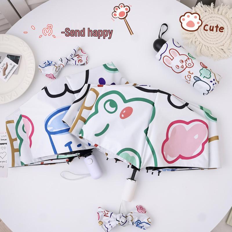 

Xiaohongshu Compact Dual-Use Sun & Rain Umbrella for Women - Cute, Portable, Automatic Folding with Sunscreen Sunshade. Sun and Rain Dual-Use