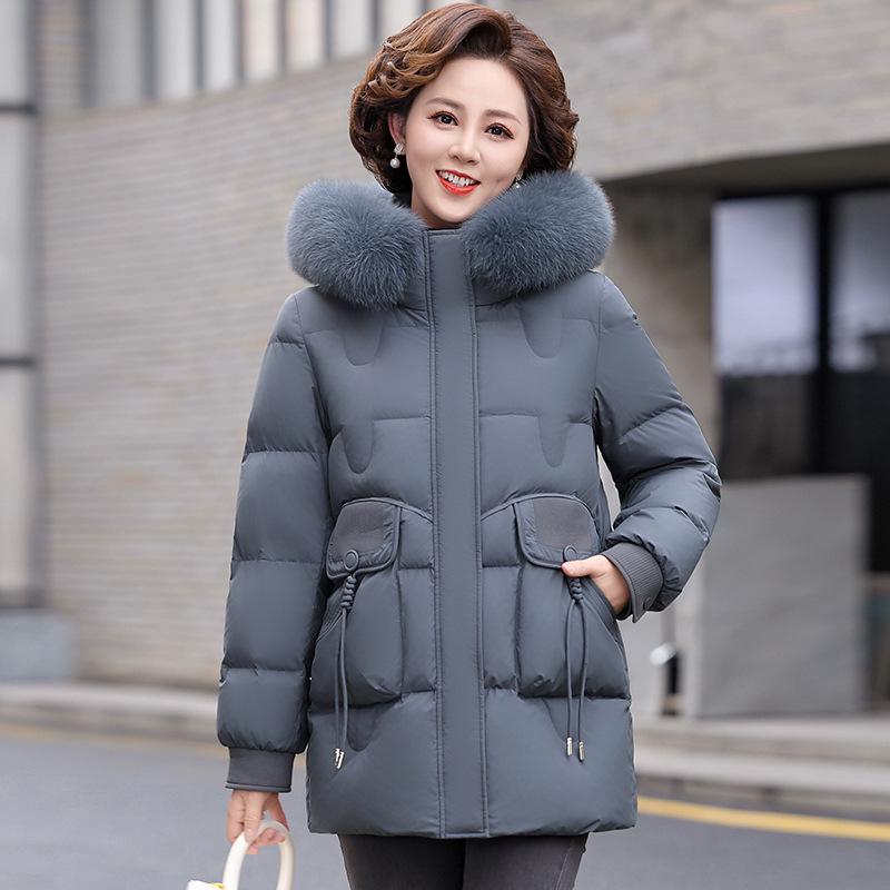 Mom's Mid-Length Down Jacket 2025: Winter Warm, Thickened Cold-Proof Coat for Middle-Aged and Elderly Women