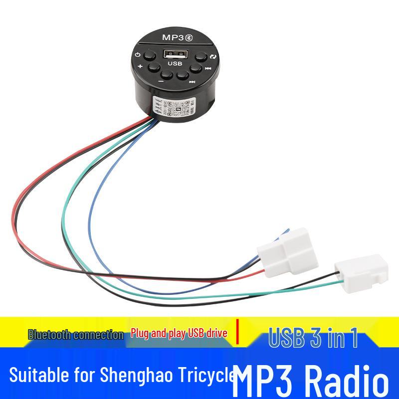 

Electric Four-Wheel Tricycle with MP3 Radio and USB Music Player Compatibility