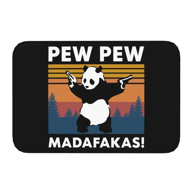 

Винтажный Коврик для Двери Pew Pew Madafakas Панда, Нескользящий Коврик для Входа с Забавным Дизайном Животного, Уникальное Украшение для Дома 30x50cm
