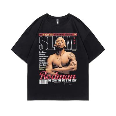Koszulka z grafiką Dennisa Rodmana "The Worm", Luźna koszulka unisex w stylu hip-hop, Bawełniana koszulka męska na co dzień, Streetwear do koszykówki dla chłopców