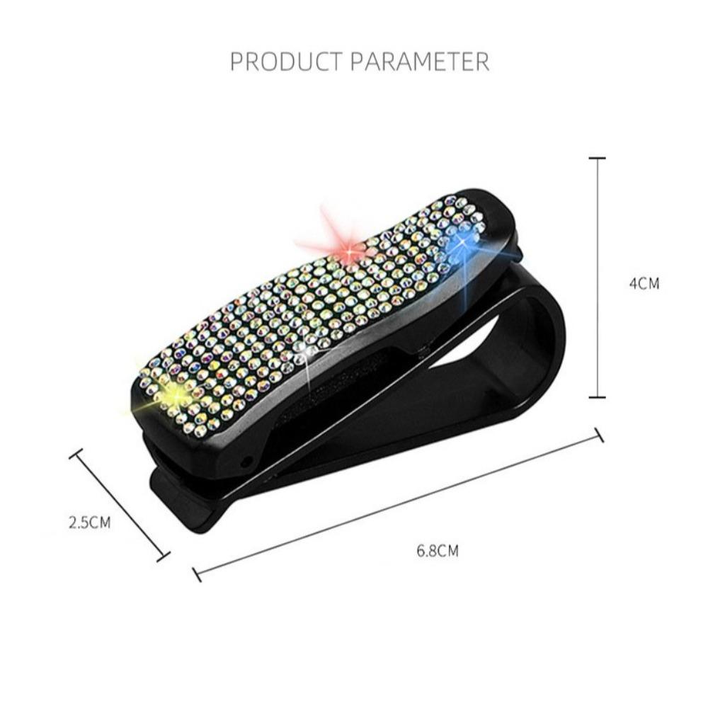Crystal Sunglasses Clip Portable Sun Visor Mount Car Decoration Car Sunshade Glasses Case  Women