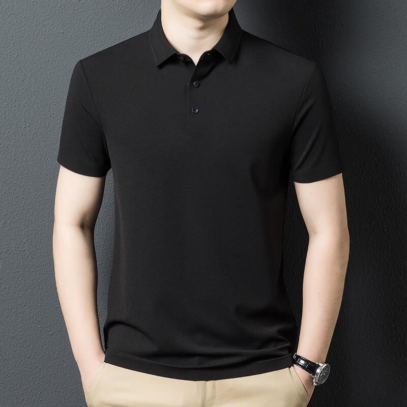 Men's Solid Lapel Short-Sleeve Polo Shirt