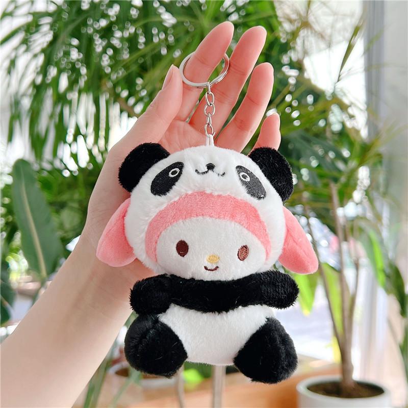 Cute Panda Plush Keychain Doll Cartoon Stuffed Animal Pendant Bag Charm Accessory