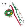 Knitted Holiday Embellishments Christmas Santa Claus Bag Charm, Crochet Keychain Pendant with Festive Charms Faux Leather Star, Xmas Hanging Decor for