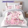 Demon Slayer Pattern Bedding,Quilt Set Quilt Cover Pillowcase Home Birthday Gift (1 * Duvet Cover + 2 * Pillowcase, Without Core)