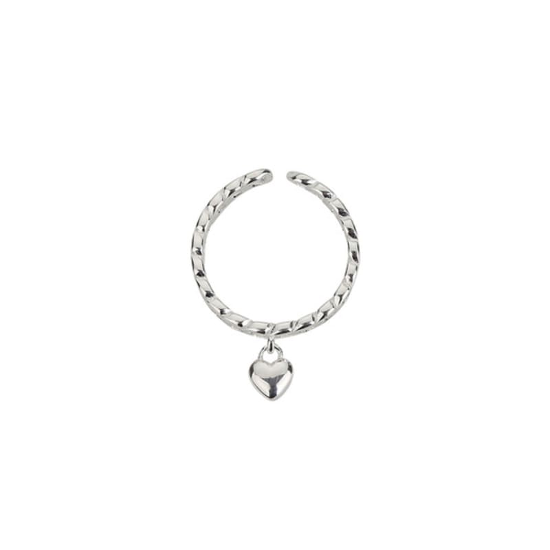 Charmy silver heart chain-ring