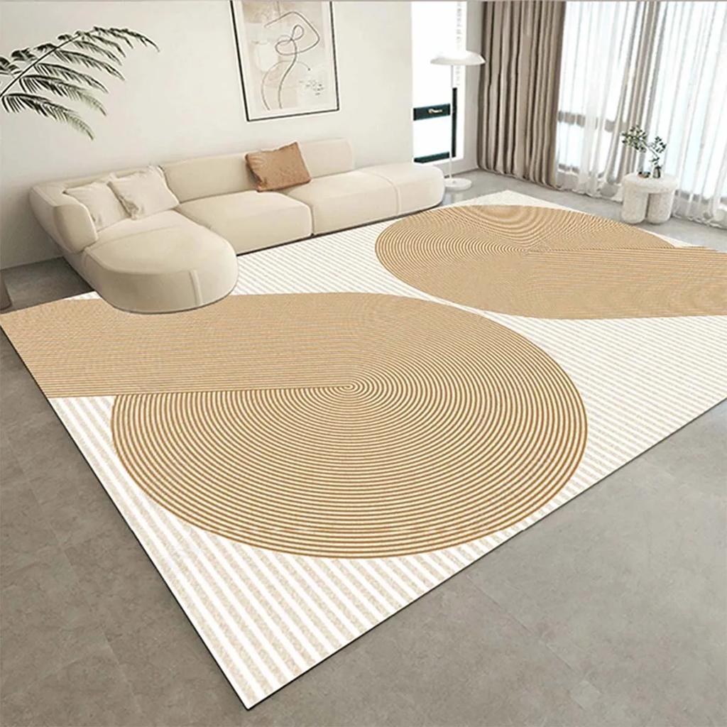 Cream Beige Striped Carpet for Living Room Big Size Non-slip Floor Mats Machine Washable Area Rugs Home Bedroom Soft Plush Rug