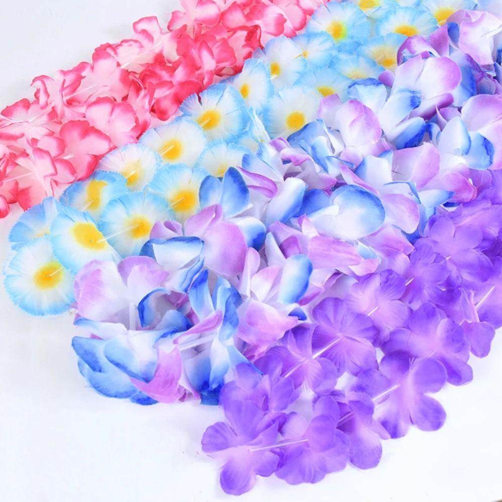 24/50/100Pcs Colorful Silk Flower Necklace Vibrant Faux Flower Garland Necklace Summer Pool Party