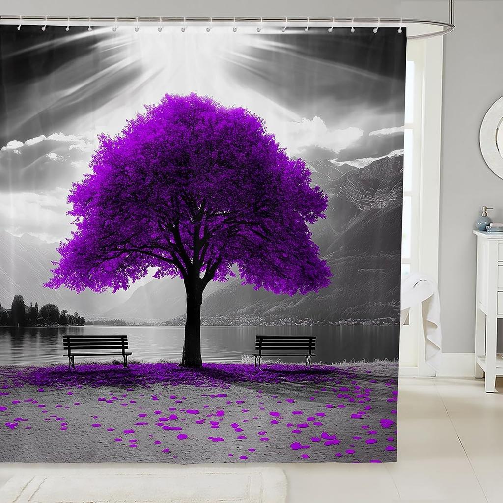 Cartoon Cat Kids Shower Curtains,Ocean Wave Japanese Ukiyo-e Bathroom Curtain,Ragdoll Abstract Stripe Home Decor,Sea Blue Retro