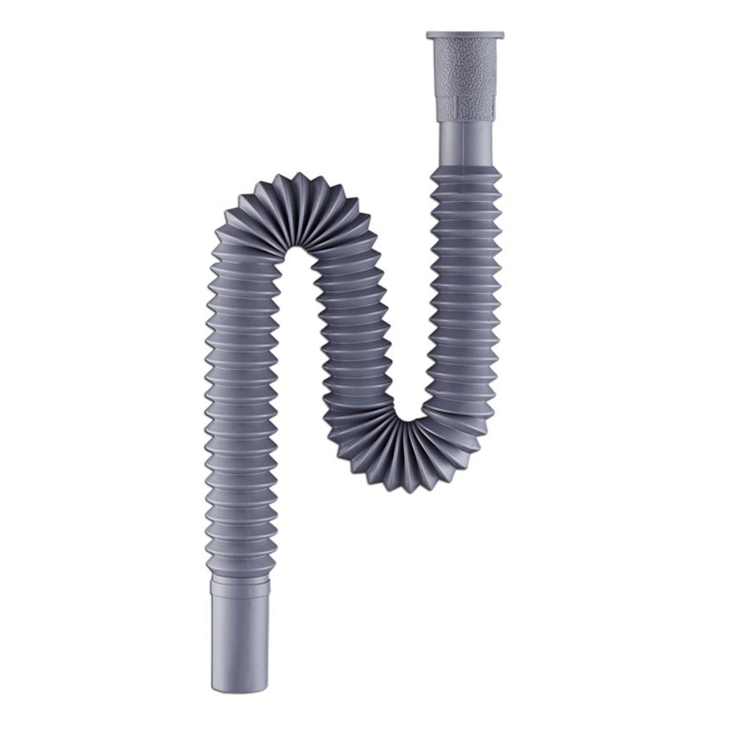 Flexible Drain Hose for Kitchen and Bathroom Sinks Made of Sturdy Plastic with Contraction Length 31cm and Extended 81cm