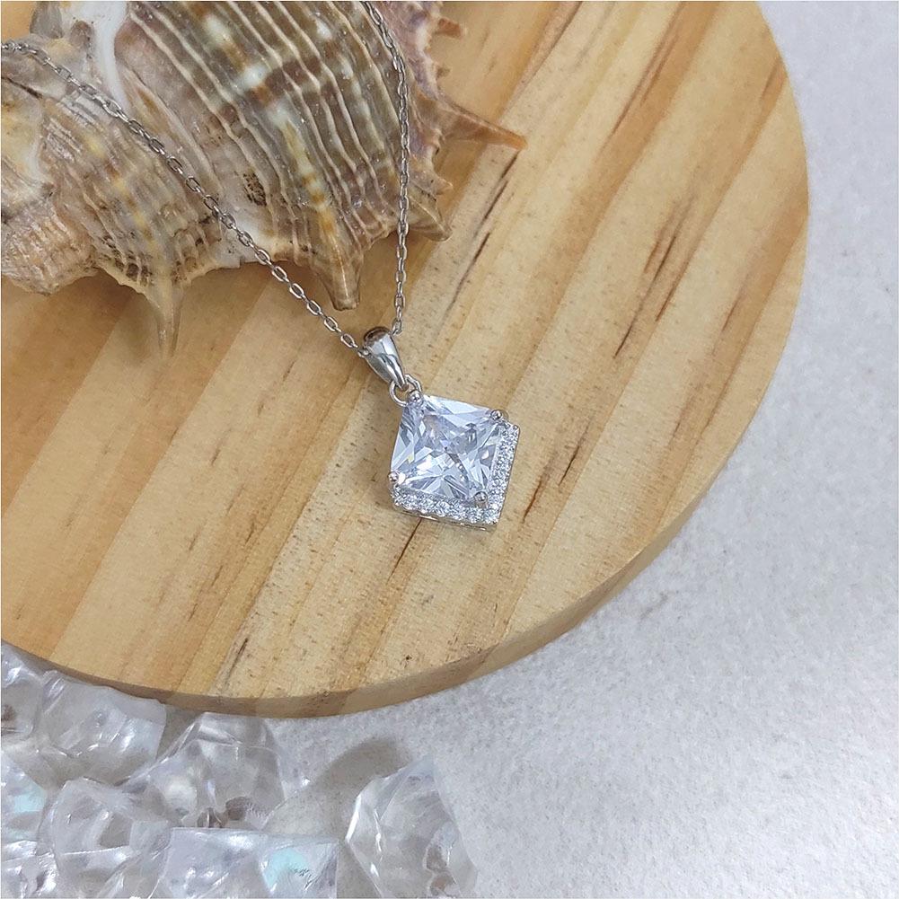 3-Carat D Color Moissanite Princess-Cut Irregular Pendant in S925 Sterling Silver for Women