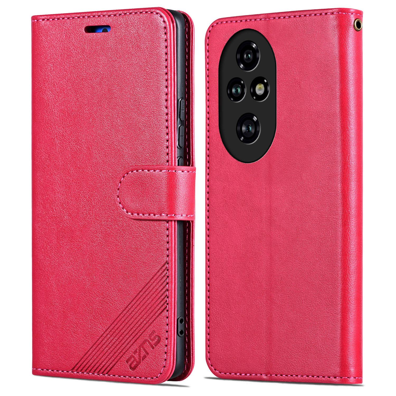 

For Honor 200 5G Case Folding Design Textured PU Leather Wallet Phone Stand Cover Red