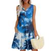 Womens Summer Dresses Loose V Neck Sleeveless Sundresses Dress With Pockets