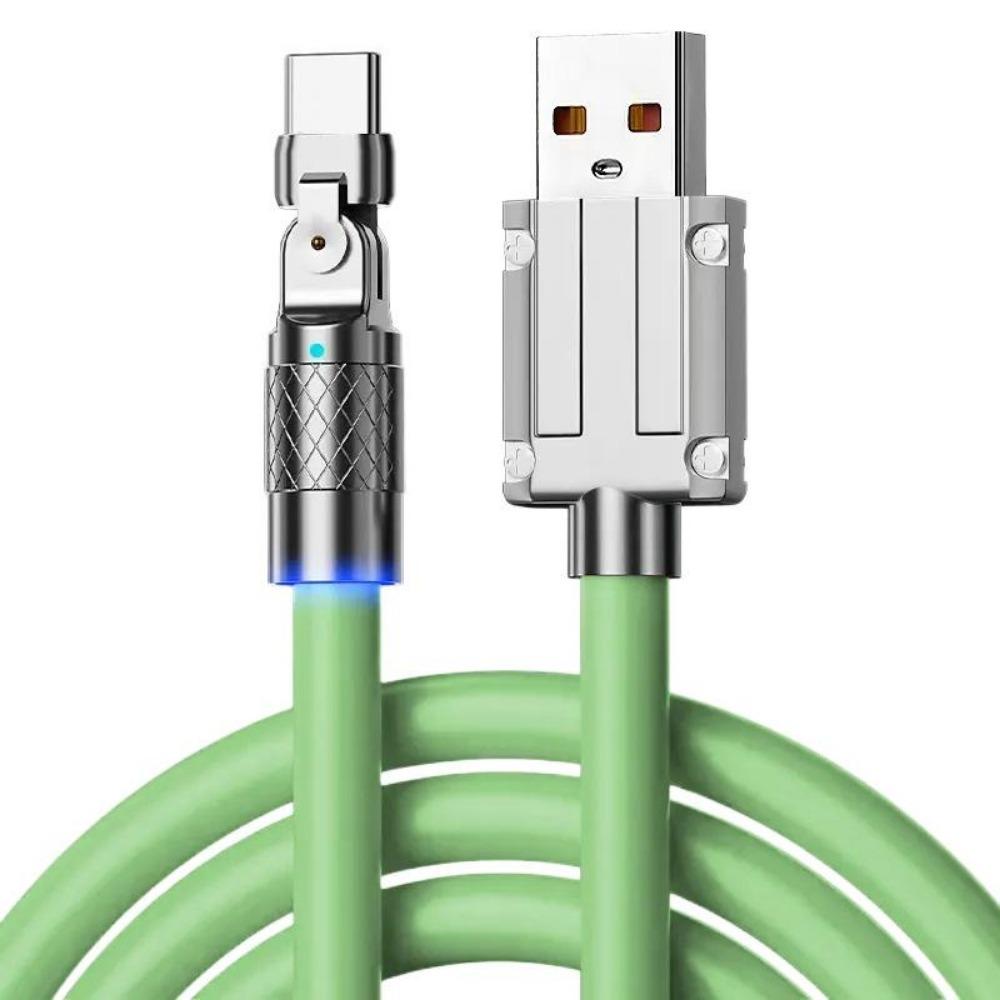 Cavo USB di tipo C ruotabile a 180° Ricarica rapida Cavo in silicone liquido 120W 6A per IPhone
