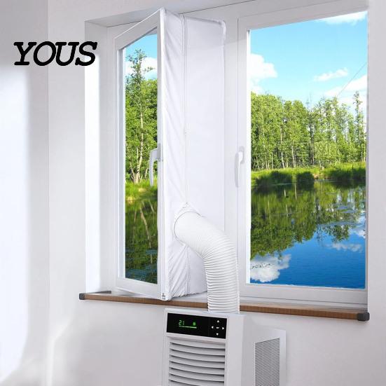 Window Air Conditioner Kit Seal Cloth for Portable AC, Adjustable No Drill Vent Kit, Fabric Cover Sliding