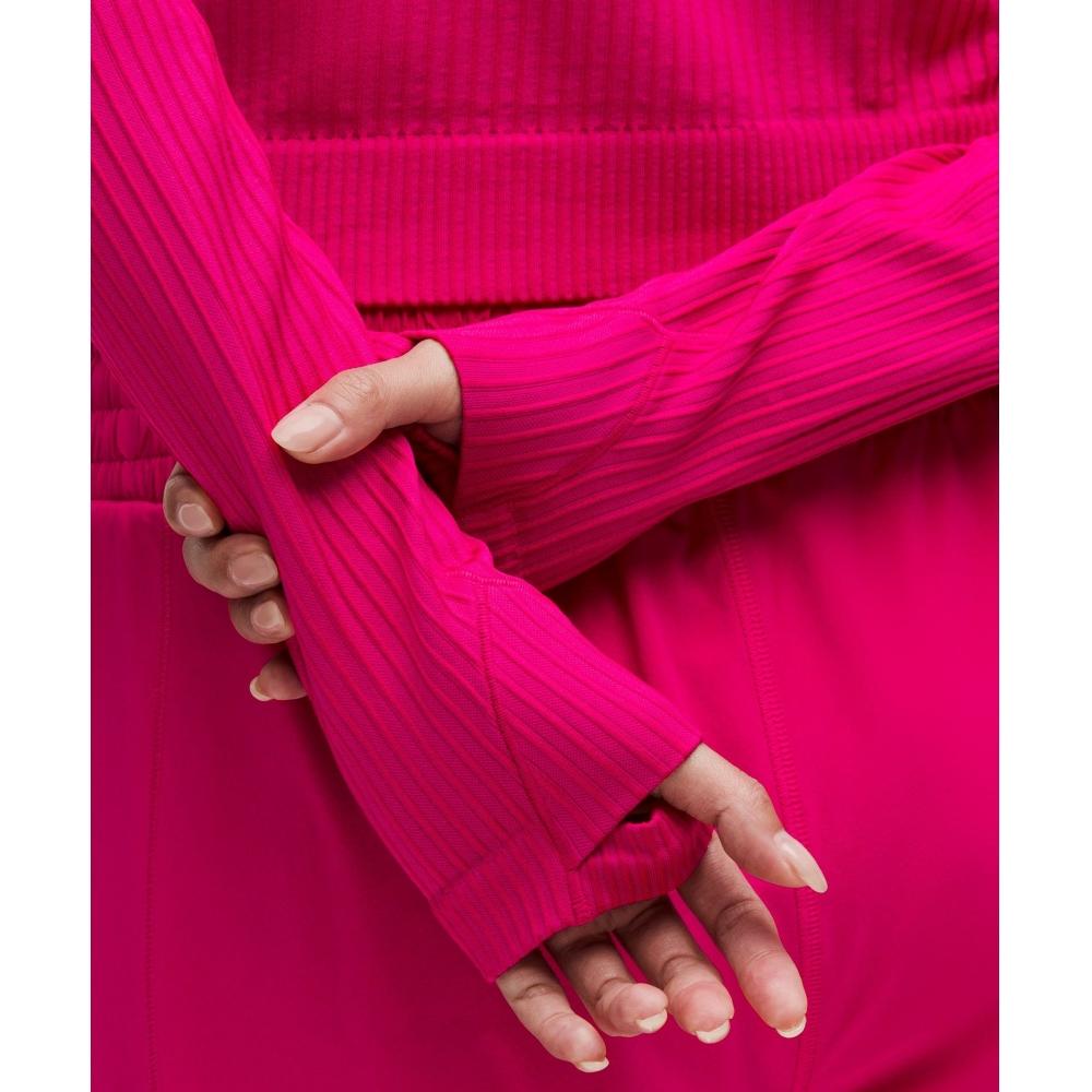 Lululemon Rest Less Cropped Half Zip Colour Rib Passionate Passionate