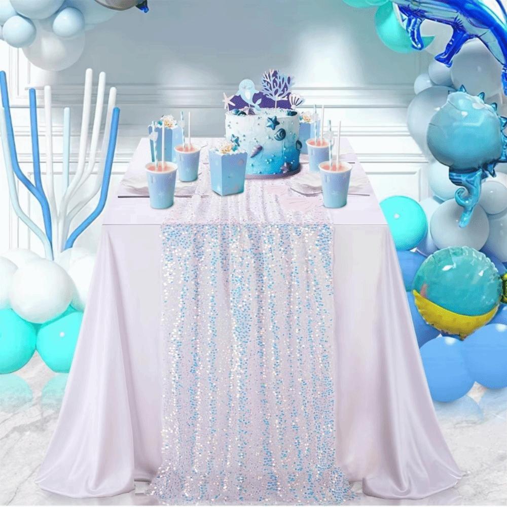 Glitter Mermaid Theme Table Runner Rectangular Table Cover Gorgeous Table Cloth Wedding