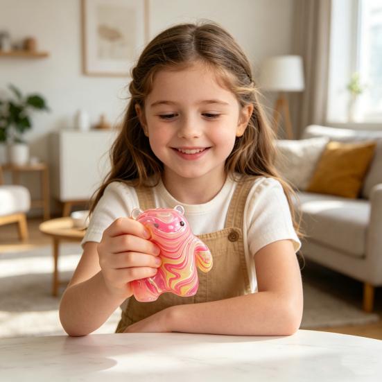 Bear Squeeze Toy Slow-Rising TPR Fidget for Stress Relief Soft Decompression Gadget for Students Adults Portable Novelty Gift for Anxiety