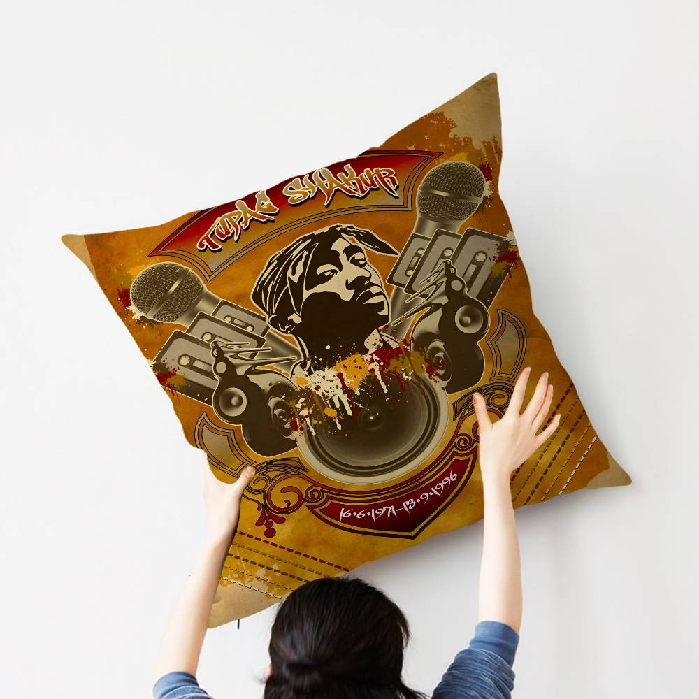 2PAC Hip-Hop Sänger Kissenbezug Auto Überwurfskissenbezug Für Sofa Auto Weihnachtsgeschenk 40x40cm 45x45cm