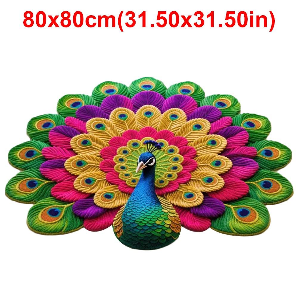 Soft Peacock Carpet Non-slip Door Gasket Portable Blanket  for Living Room Tea Table Bedside