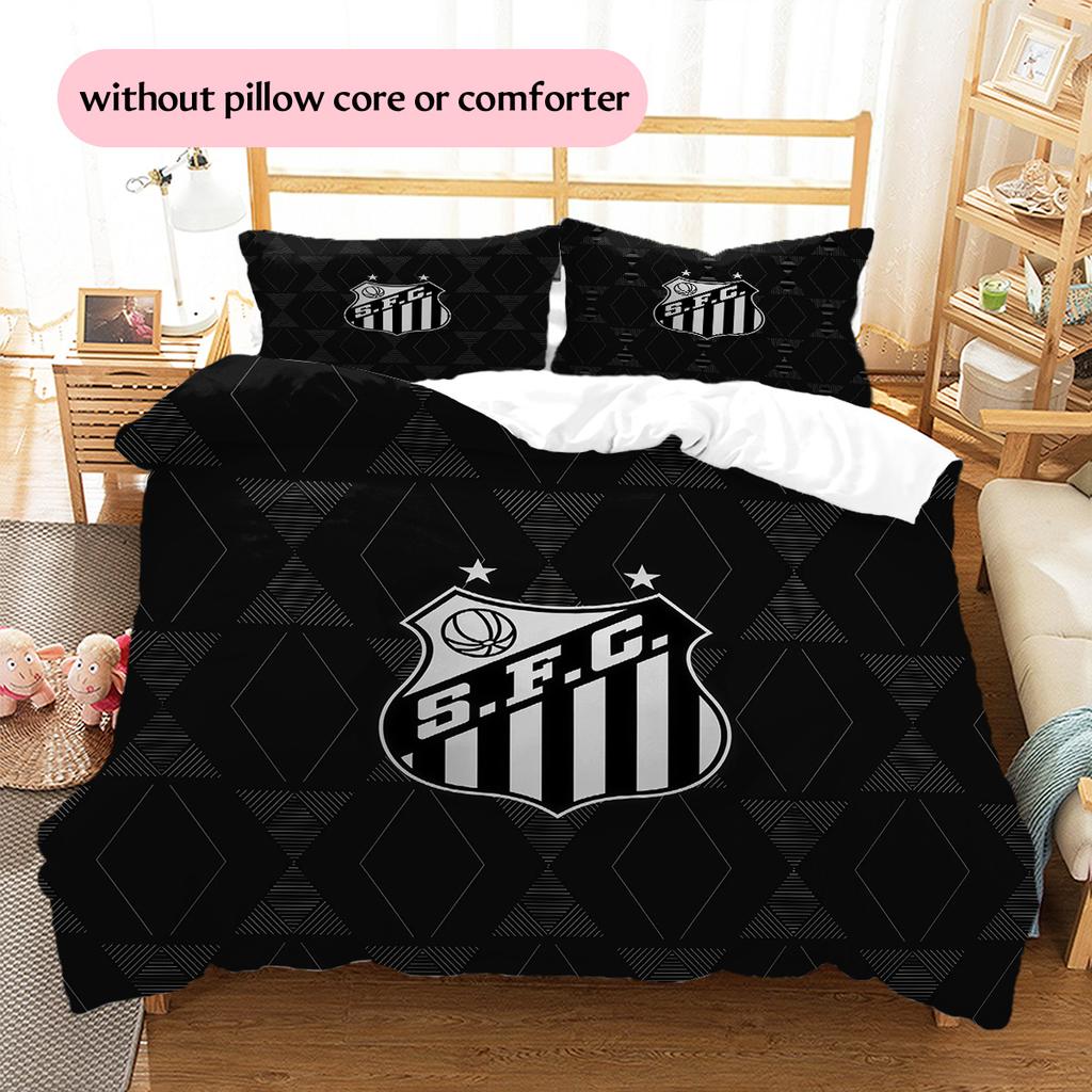 Santos FC Pattern Bedding Quilt Set  Home Decoration  Gift (1 * duvet cover + 2 * pillowcase  without core)