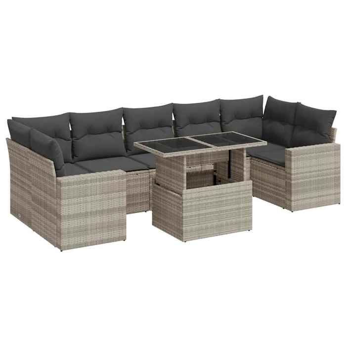 VidaXL Garden Lounge Set 8 Pcs with Light Grey Cushions Wicker 3326283