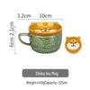 Shangqi Cute Cat Ceramic Mug Set with Lid & Saucer