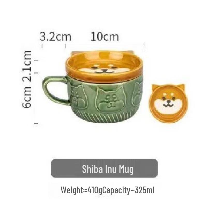 Shangqi Cute Cat Ceramic Mug Set with Lid & Saucer