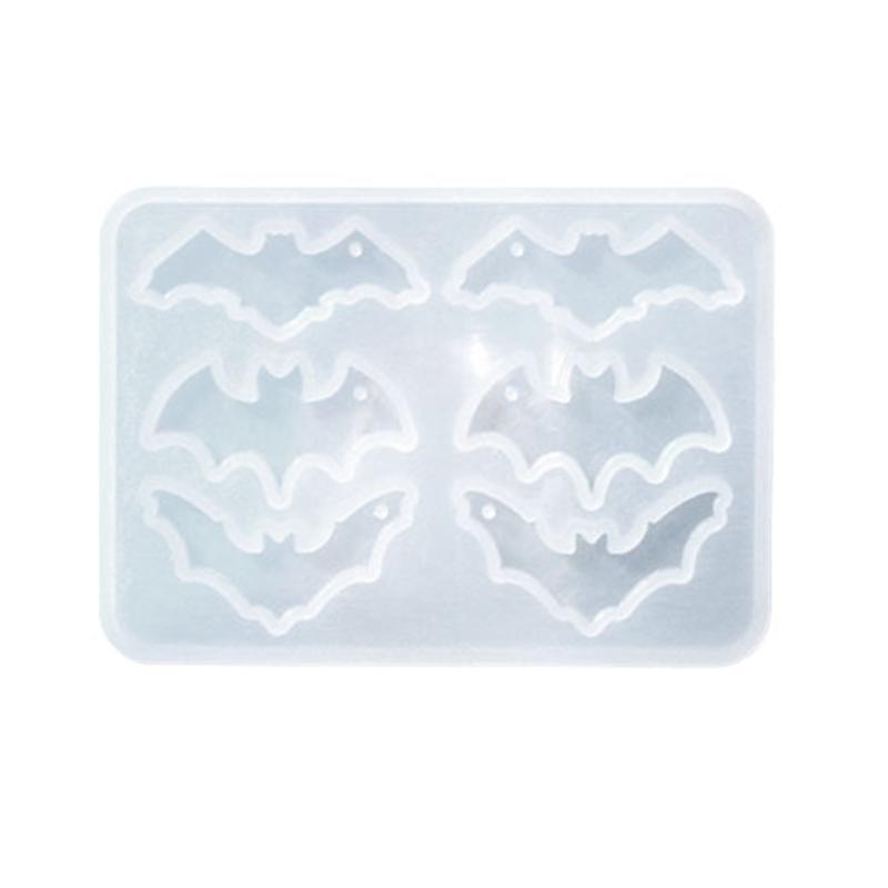 Diy Crystal Epoxy Mold Earrings Jewelry Mold Hanging Pendant Decoration Halloween Pumpkin Bat Mirror Silicone Mold
