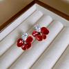 Fan Flower Bamboo Tassel Earrings Trend Ear Hook National Style Temperament High-end Earrings
