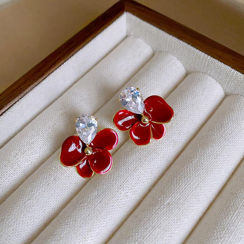 Fan Flower Bamboo Tassel Earrings Trend Ear Hook National Style Temperament High-end Earrings