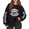 Women's Fashion Long Sleeve Print Round Neck Loose Pullover Sweater Top